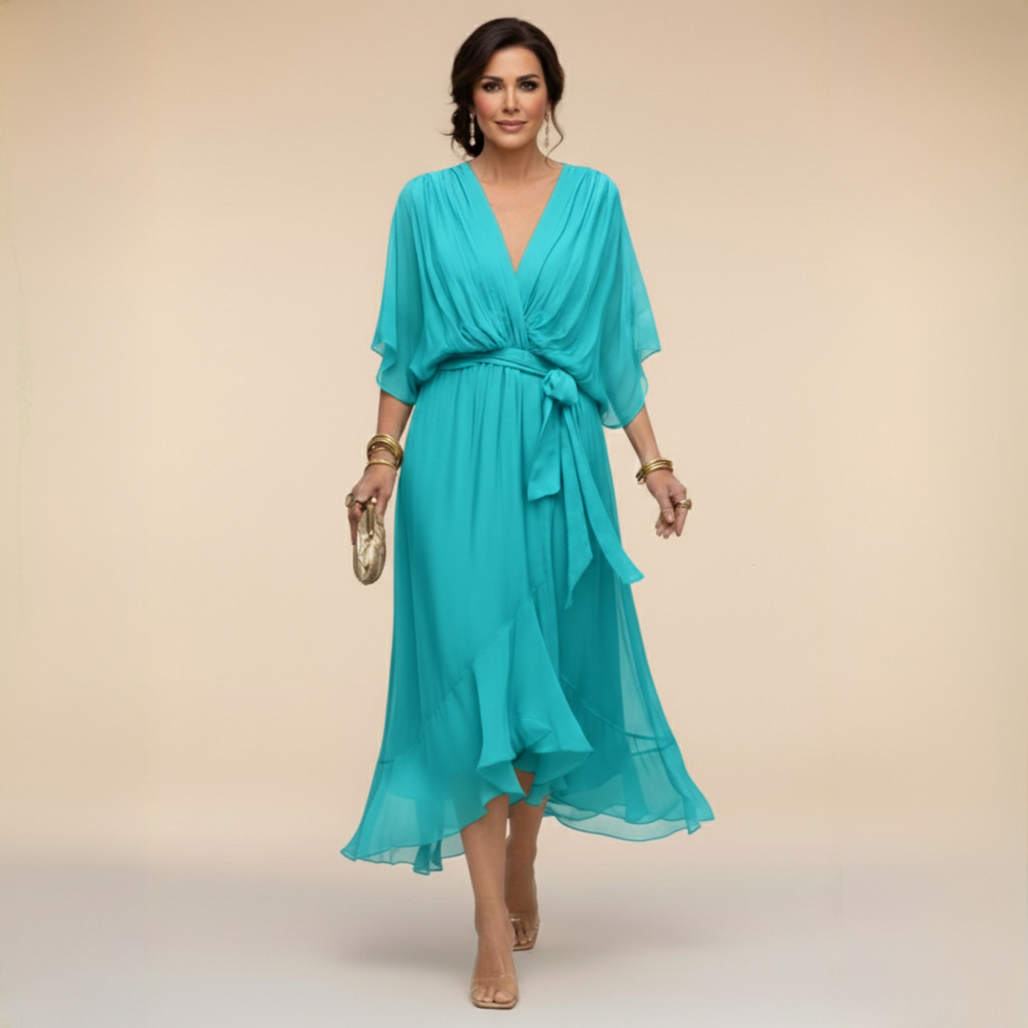 Marta | Chiffonkleid Mit V-Ausschnitt