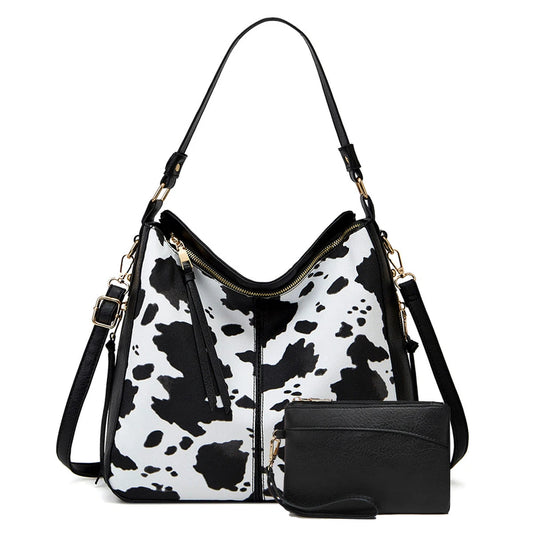 Premium-Leder-Print Hobo-Handtasche mit Diebstahlschutz-Design – Inklusive kostenloser Pouch-Geldbörse