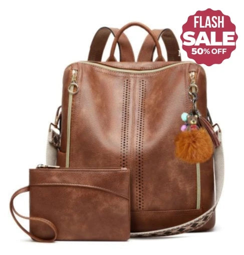 Premium-Leder 2-in-1-Rucksack mit kostenlosem Beutel