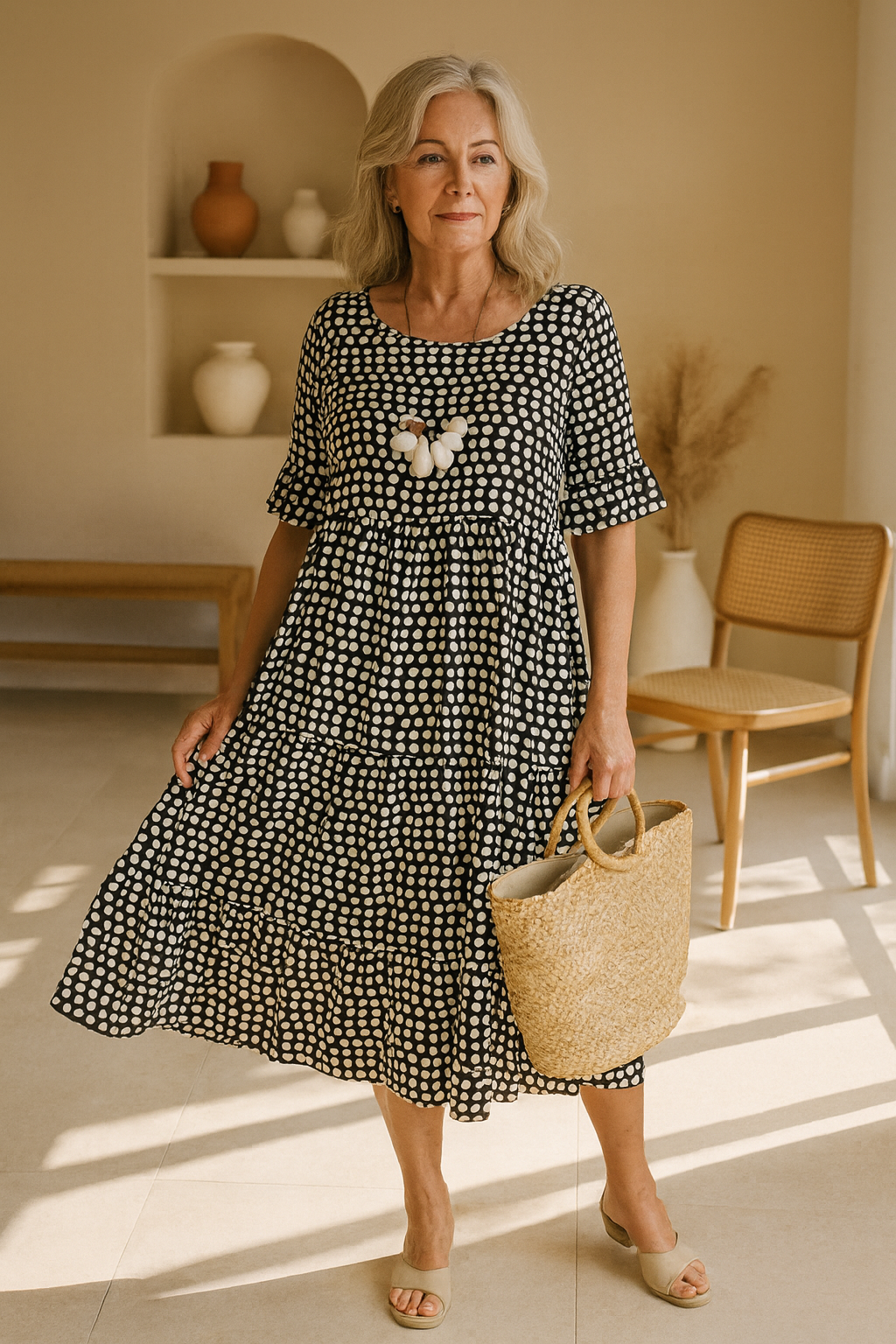 Zerelle | Midi-Kleid mit kurzen Ärmeln