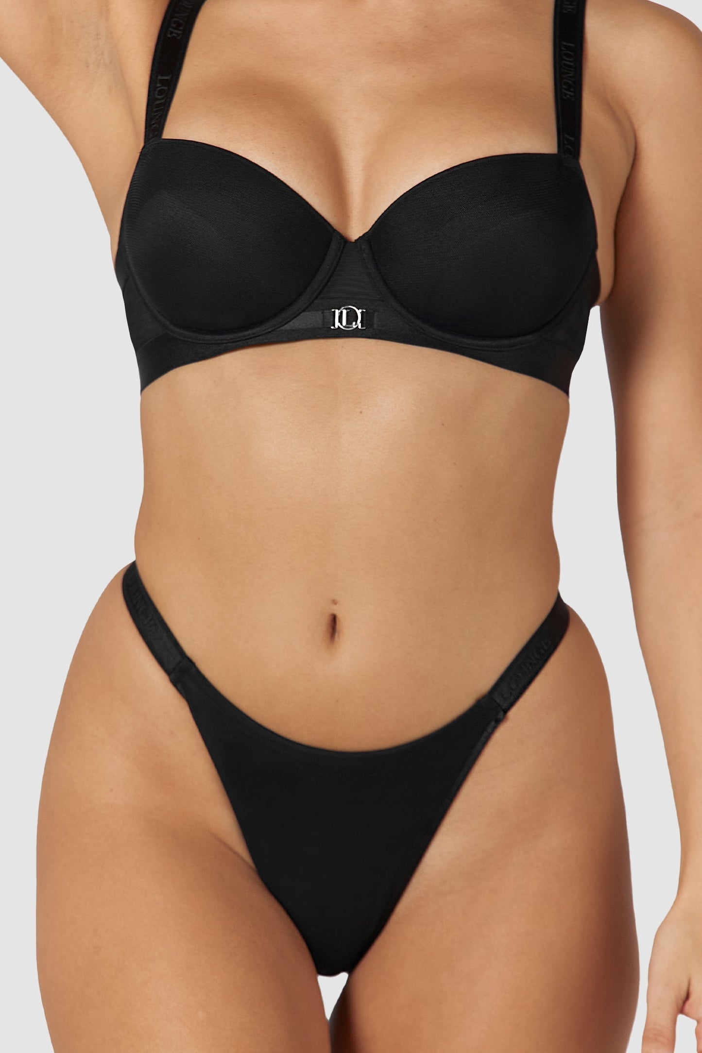 Glattes Mesh-T-Shirt-BH – Schwarz