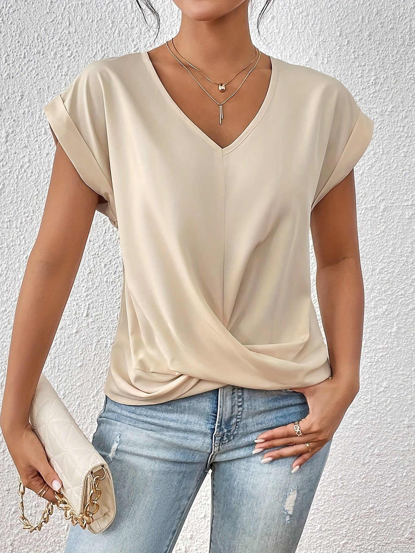 Cleo | Lässiges T-Shirt mit Sweetheart-Ausschnitt