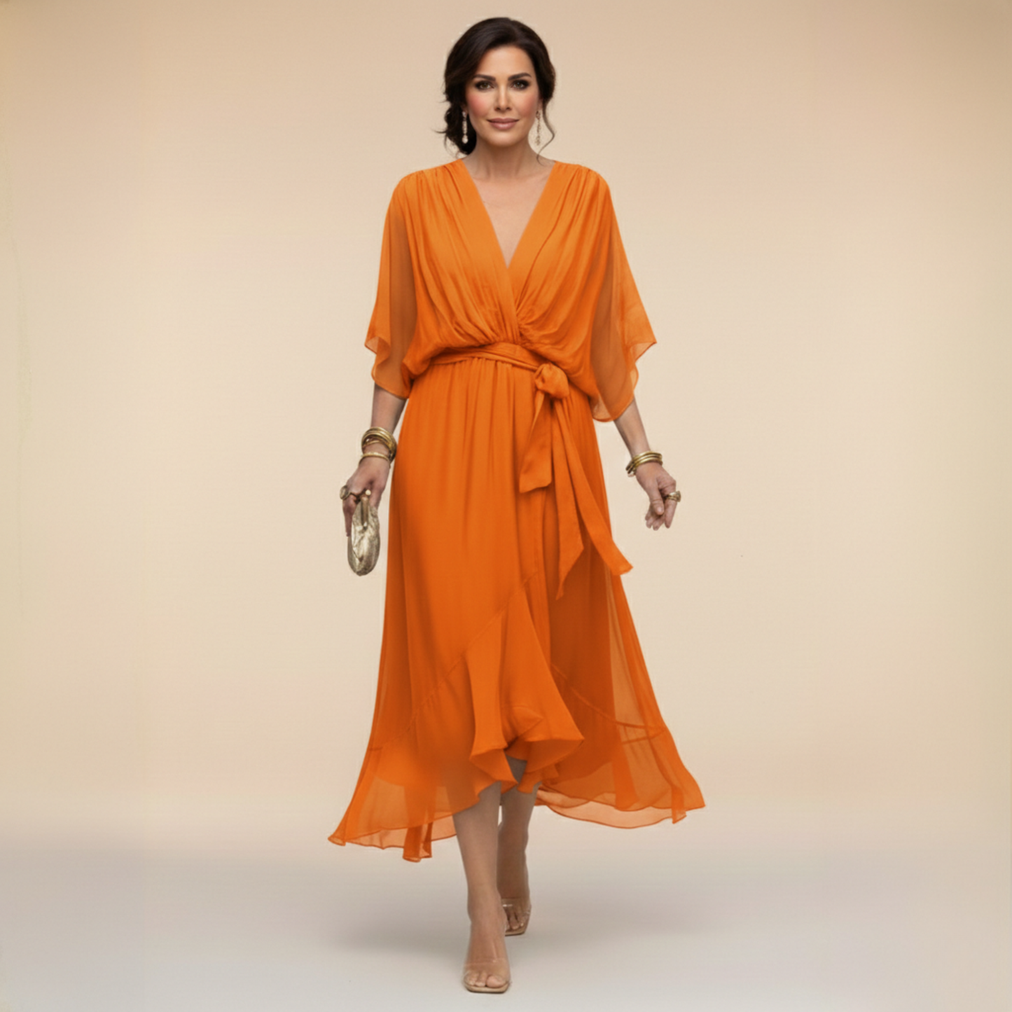 Marta | Chiffonkleid Mit V-Ausschnitt