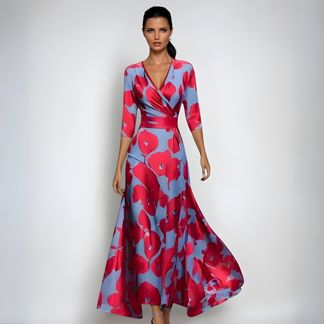 Hailey | Elegantes Wickel-Maxikleid mit floralem print
