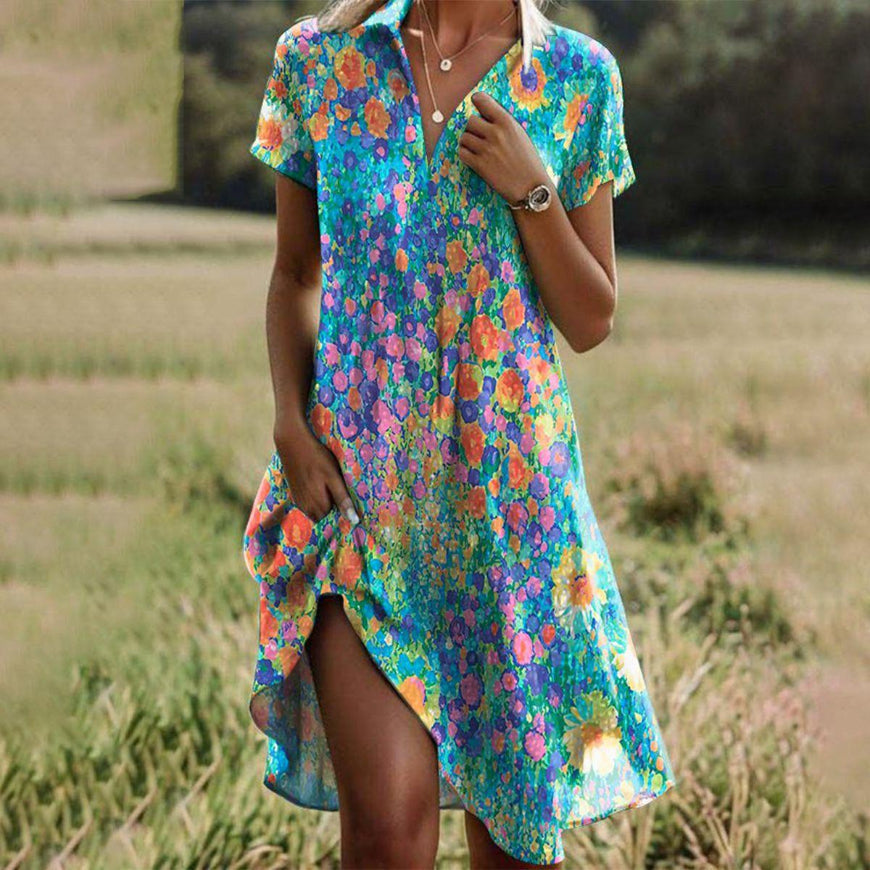 Rachel | Blumenkleid mit V-Ausschnitt